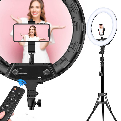 45Cm Selfie Led Ring Light With 330A Tripod Stand, Cell Phone Holder Dimmable 3 Light Modes For Live Stream, , Facebook, Youtube, Instagram,Tiktok, Twitter